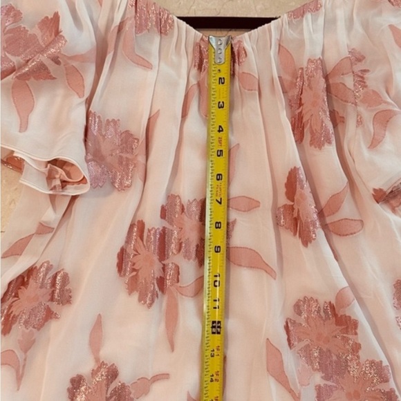 Rebecca Taylor Floral Off-Shoulder Pink Top. Size Medium. - Picture 7 of 9